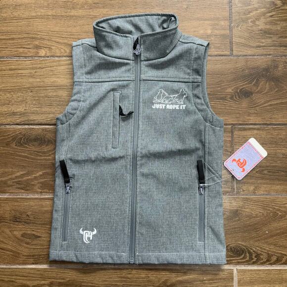 Cowboy Hardware Youth Live Fast Poly Shell Vest, Dark Grey, S/6 - Picture 1 of 6